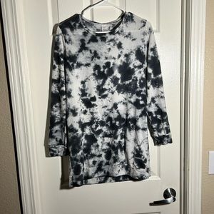 acid wash print sweater